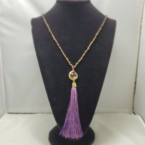 Macy's amethyst mala beads with purple stone and tassel yoga necklace